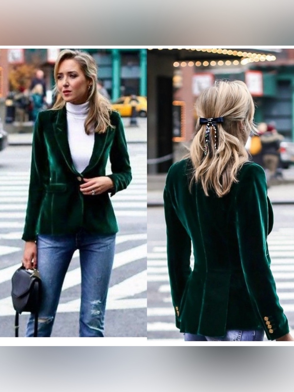 Smythe Velvet Peaked Laped Blazer Emerald Size 4 Green